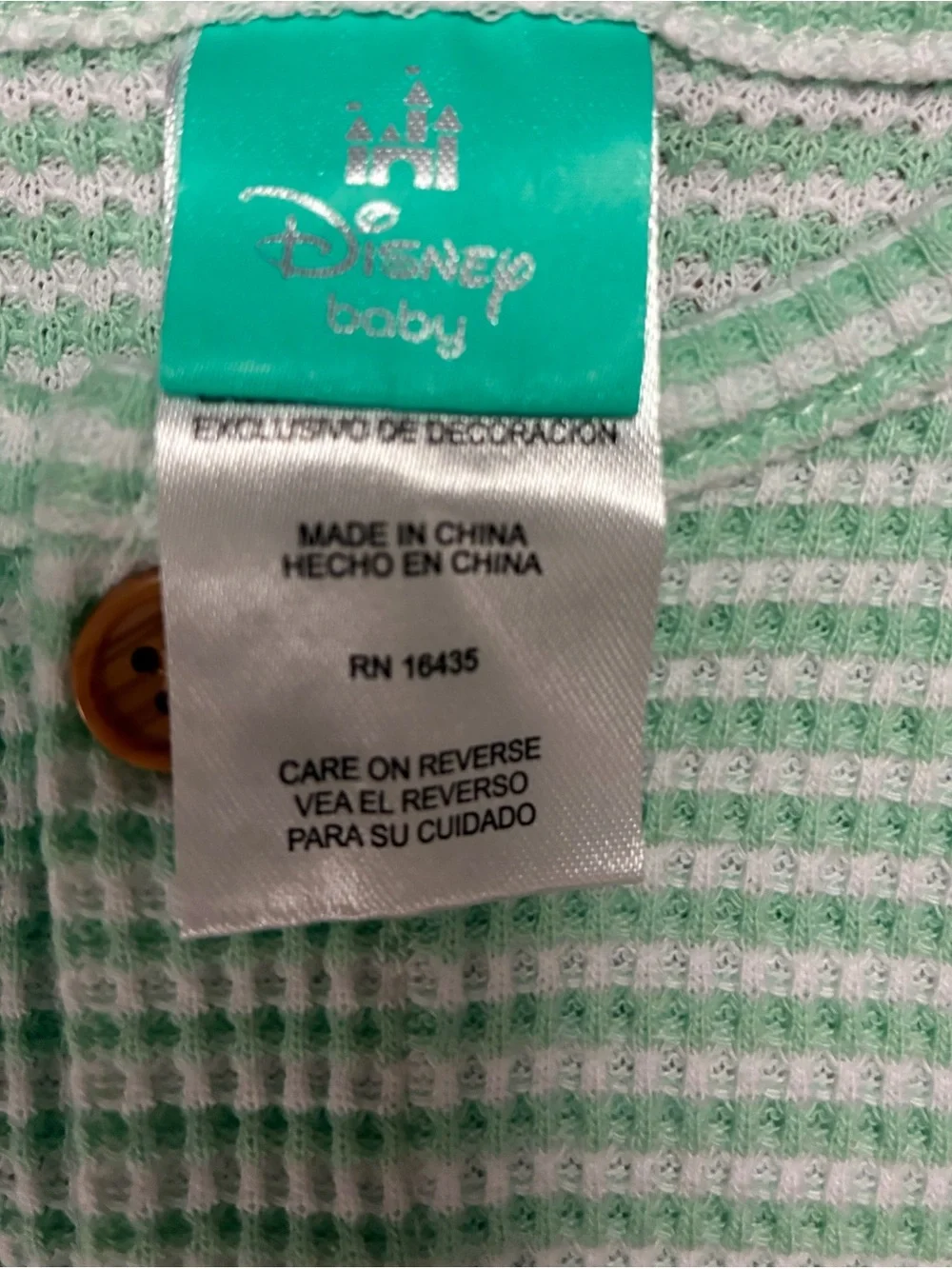 Disney Baby Toy Story Buzz Lightyear Waffle Knit Romper Mint Green 0-3M